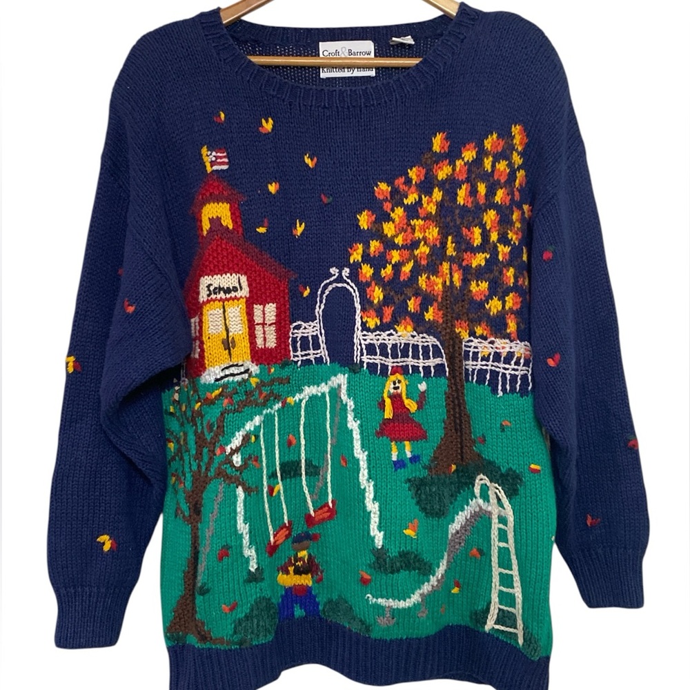 Vintage Croft and Barrow Autumn School Yard Fair Isle Knit Sweater